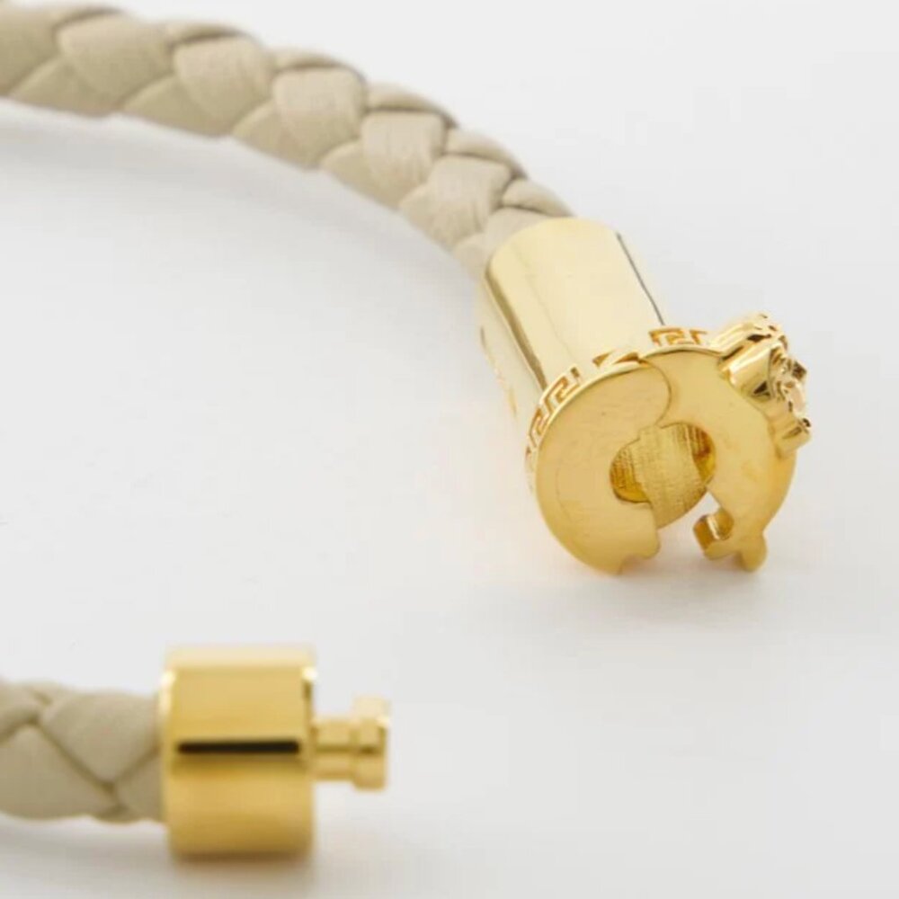 Versace Leather and Brass Medusa Head Cuff Bracelet, size Medium or Large - Picture 14 of 14